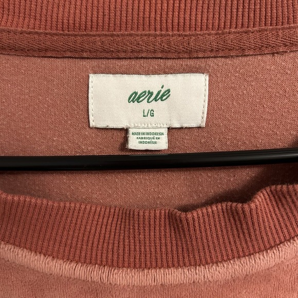 Aerie Real Obsessed Oversized Velour Sweatshirt Size Large Relic Pullover Rust - Picture 5 of 9